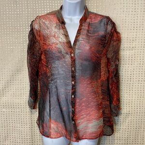 Ecru Sheer Blouse Buttons Down